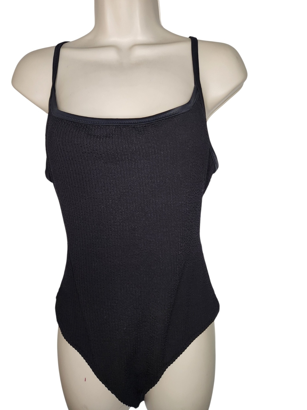 aerie Black Ribbed Scoop Swimsuit Size Large One Piece